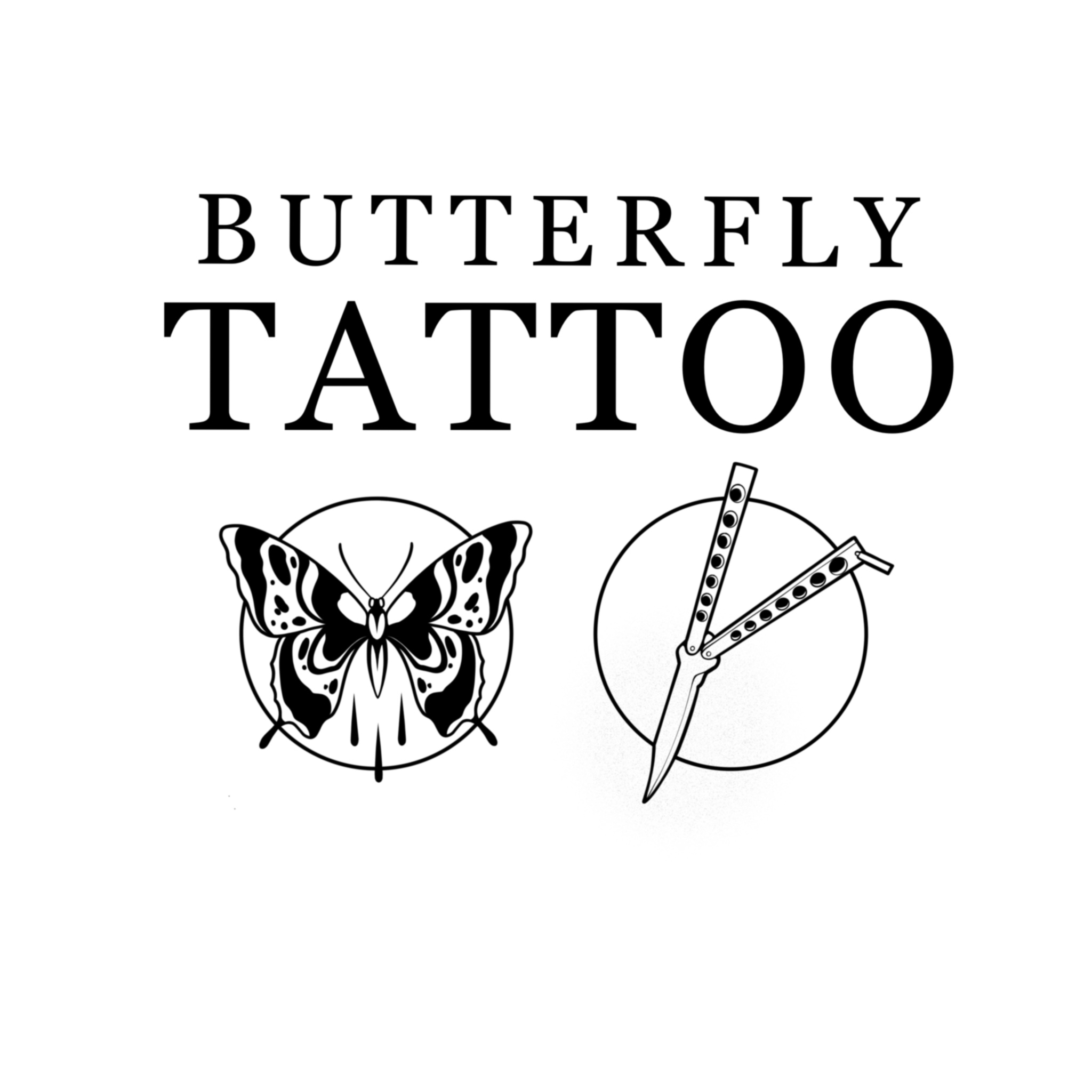 Butterfly Tattoo Logo mit Schmetterling und Butterfly-Messer